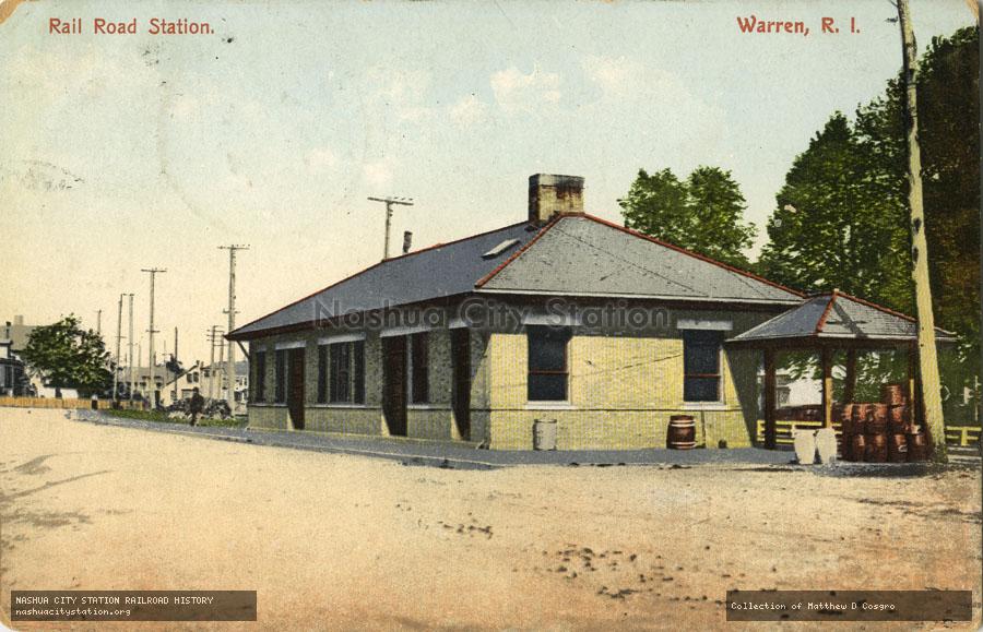 Postcard: Railroad Station, Warren, Rhode Island